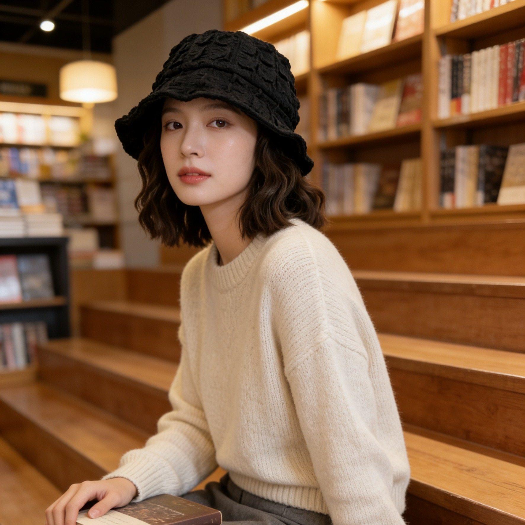 가발달린모자 여성용 분리형 항암가발 항암모자 블랙+쿨브라운 프렌치 롤+헤어 네트 포함 이미지 6
