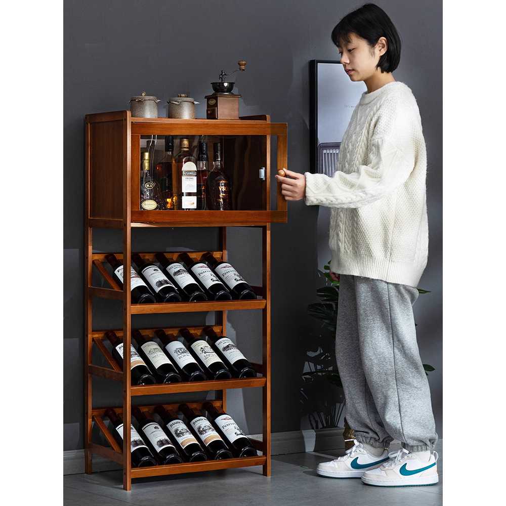 술장식장 양주 와인랙 다이닝 디스플레이 용 캐비닛 원목 3단 - 상세 이미지 3