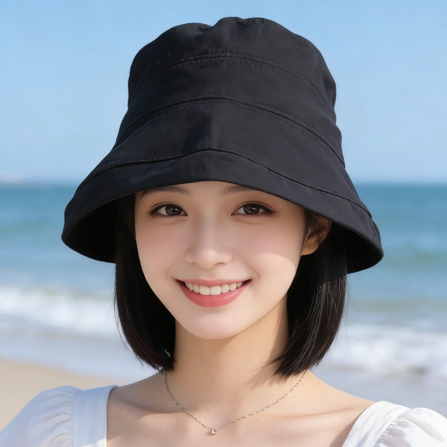 가발달린모자 항암모자 가발 분리형 여름용 얇은 햇빛 차단 패션 베이지+블랙+무료 헤어 네트 앞머리 없음 이미지 7