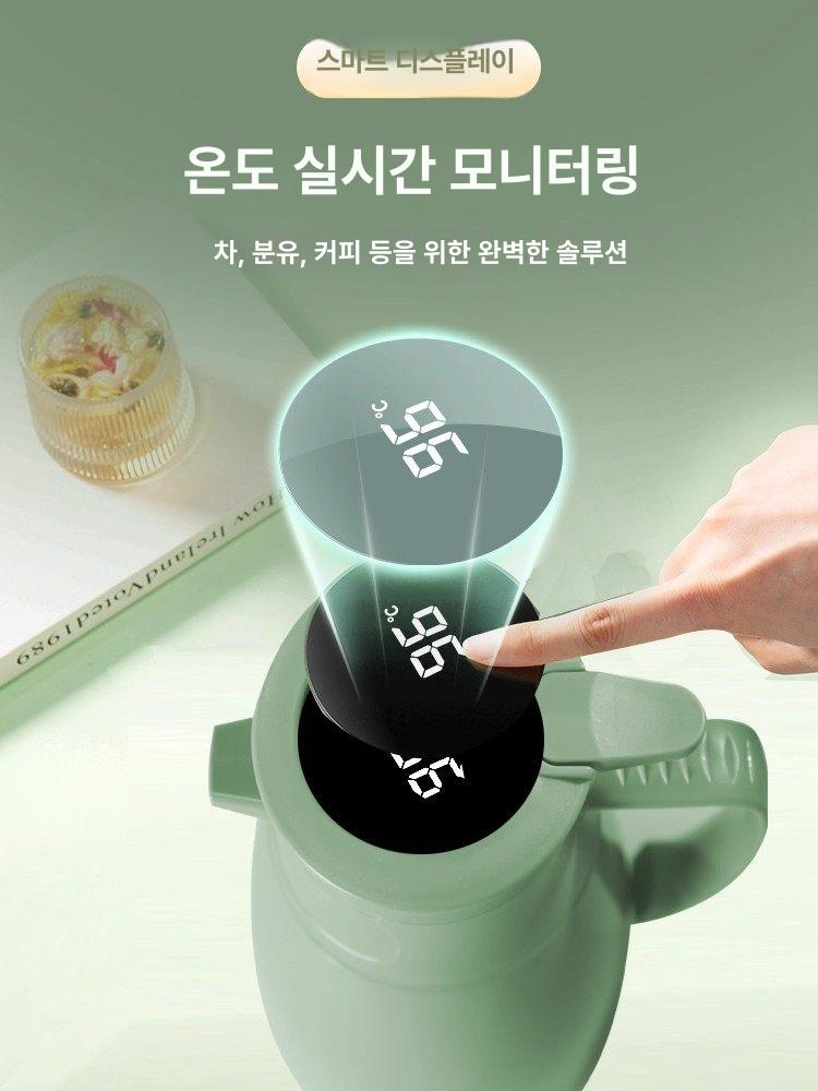 보온 주전자 2L 포트 유리 민트 보냉 두꺼운 탁상냄비 1000ml 잠금 온도 실버 라이너 - 상세 이미지 5