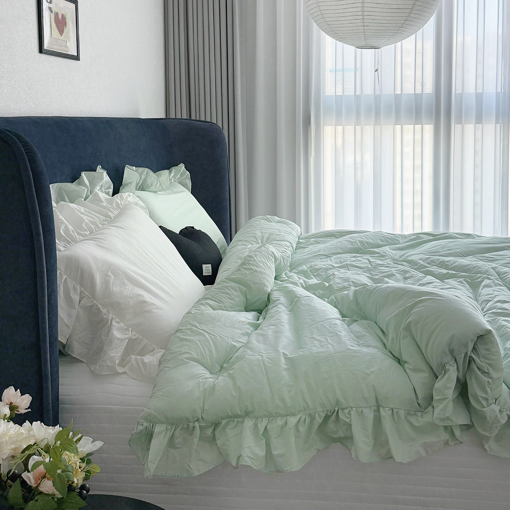 부드러운 60수 아사 순면 프릴이불 국내제작 사계절 항균 프렌치 멜로우 차렵이불 SS