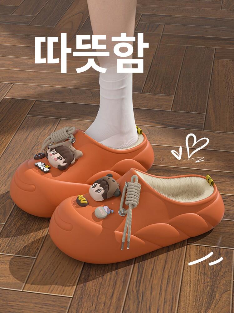 귀여운 소녀 따뜻한 겨울 여성 슬리퍼 홈 코튼 신발 가정용 달콤한 여성 슬리퍼 - 상세 이미지 2