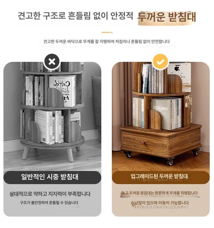 이동식 거실 회전 수납장 탁자 책장 협탁 틈새 침실 5칸 다크월넛 - 상세 이미지 4
