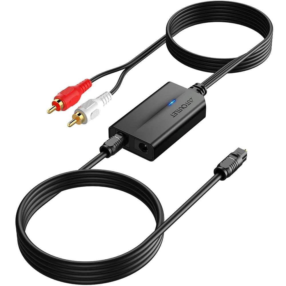 HDTV, DVD, 블루레이 플레이어 및 게임 콘솔용 192kHz DAC 디지털-아날로그 오디오 변환기 7피트 / 2.1m 디지털 광학-RCA 남성 케이블 AUTLET - 상품 이미지