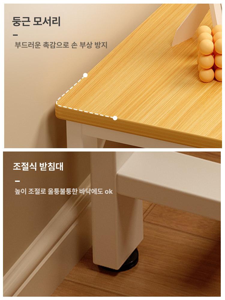 침대머리장 높은협탁 슬림협탁 화이트 공간 좁은 활용 이중층 80x20cm 실버오크+화이트 - 상세 이미지 2