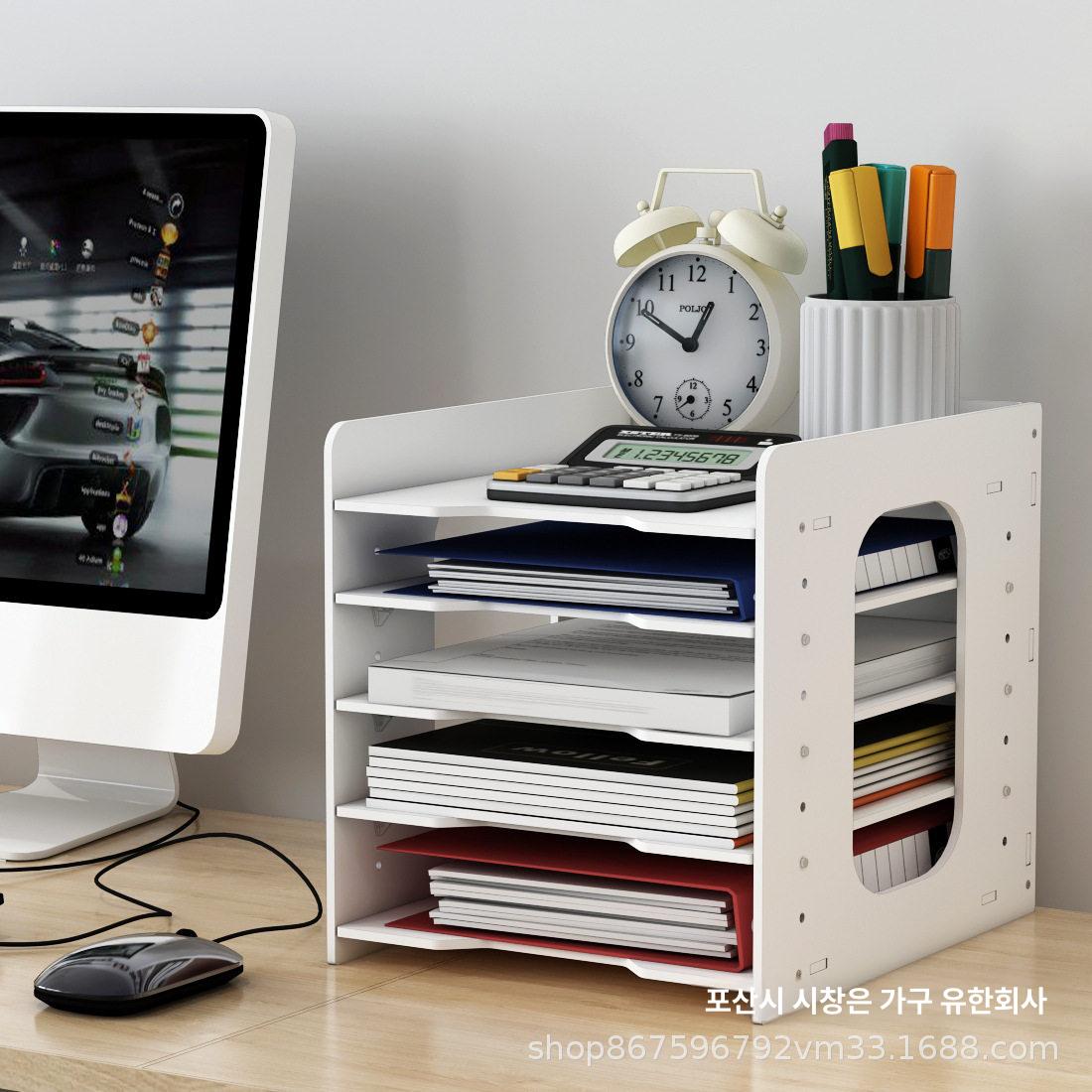 종이보관함 수납함 세로형 종이함 6단 서류함 A 정리함 5단 트레이 포함 - 상세 이미지 2