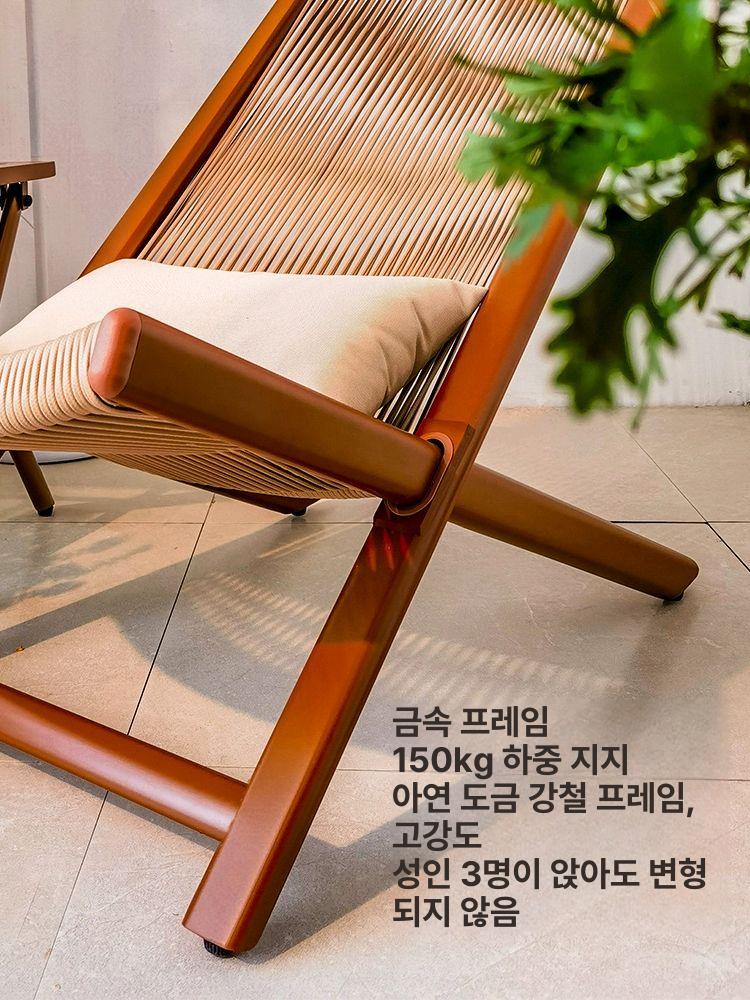 라탄 의자 등나무 야외 테라스 펜션 접이식 휴양지 스툴 식당 카페 안뜰 - 상세 이미지 5