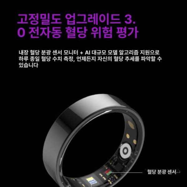 프리미엄 스마트링 혈당 심박수 건강 모니터링 연속혈당측정기 방수 블루투스 혈압 산소 수면 커플 - 상품 이미지