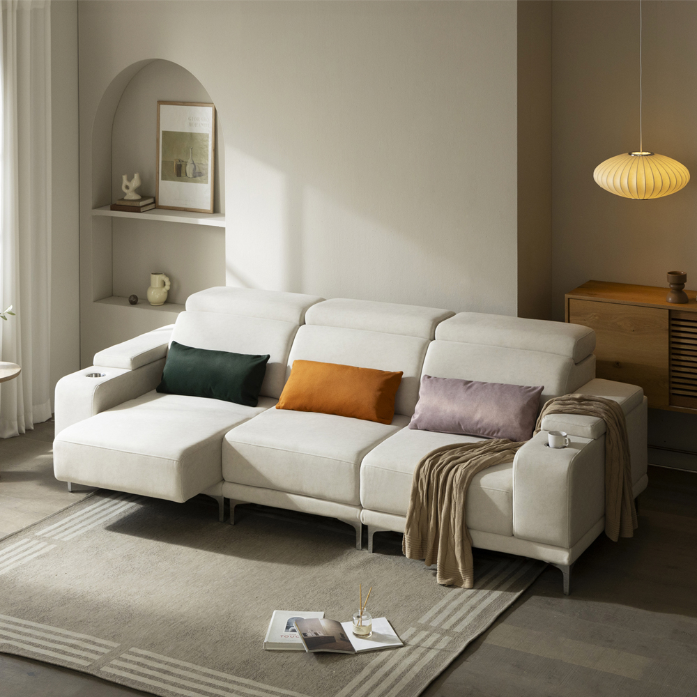 폼엔노바 유니즈 모션 소파 타이보텍스 리클라이너 슬라이딩 무빙 패브릭 쇼파 4인용