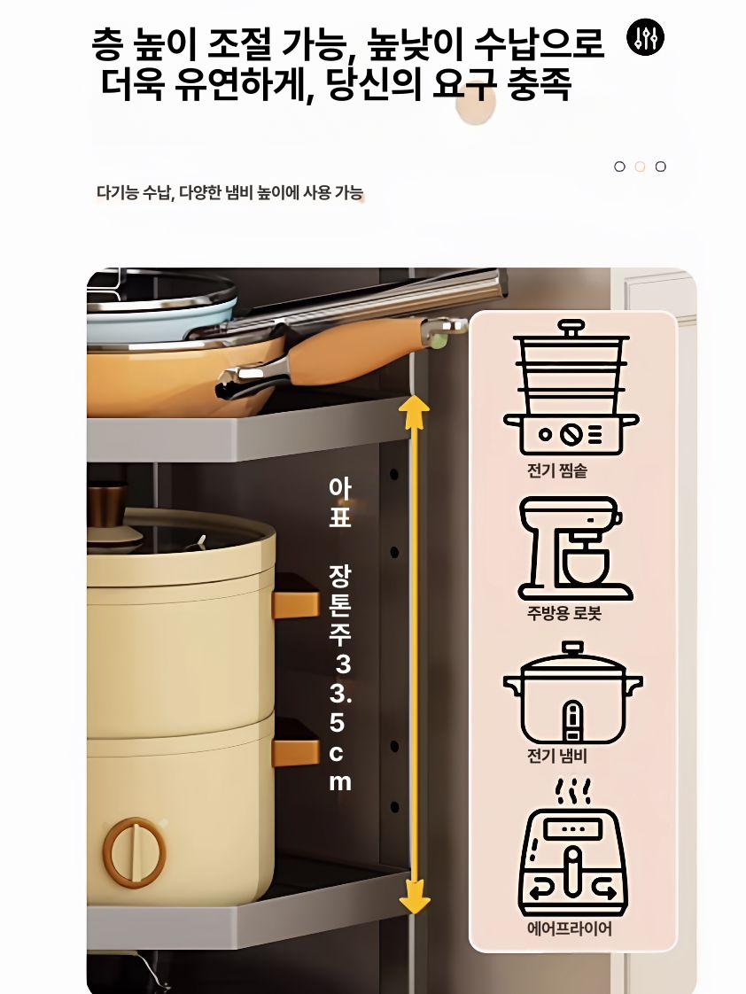 모서리 코너장 주방 틈새수납 공간활용 다용도 삼각 장식장 - 상세 이미지 5