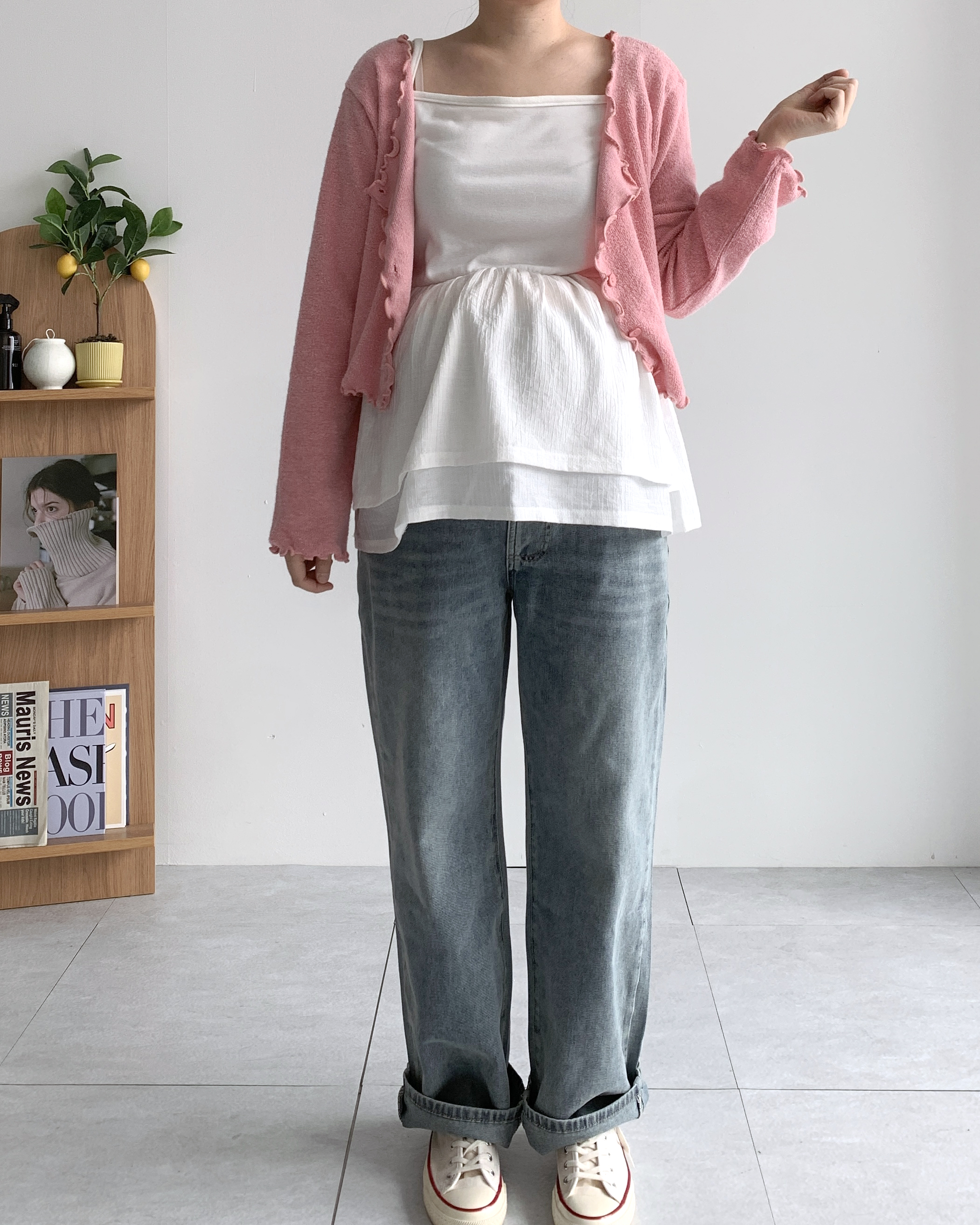 [2SIZE] 레이어드블라우스 빅사이즈 프릴블라우스 끈나시블라우스 이미지 7