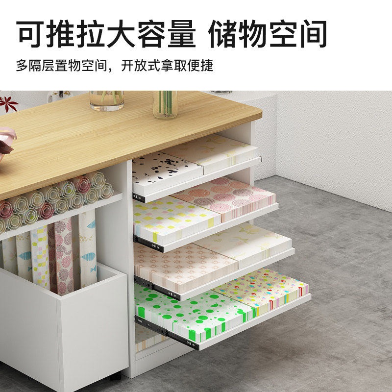 꽃집 작업대 선반 수납장 리본 포장대 받침대 월넛 테이블 플라워공방데스크 - 상세 이미지 3