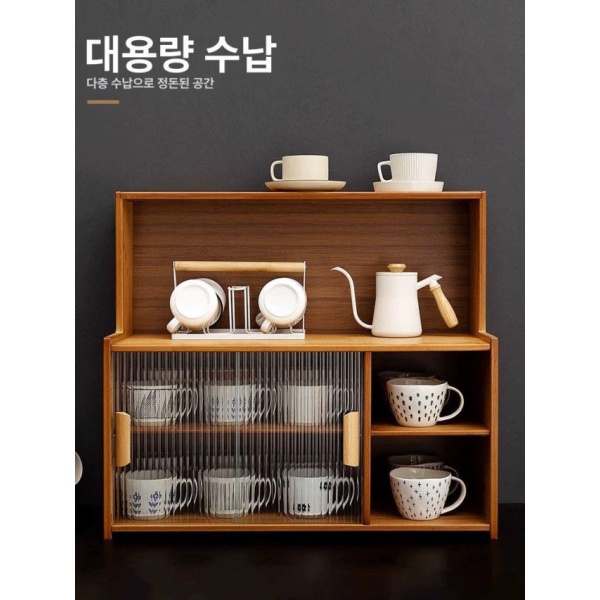 고급 원목 엔틱 수납장 그릇장 미닫이 진열장 장식장 접시 - 상세 이미지 4