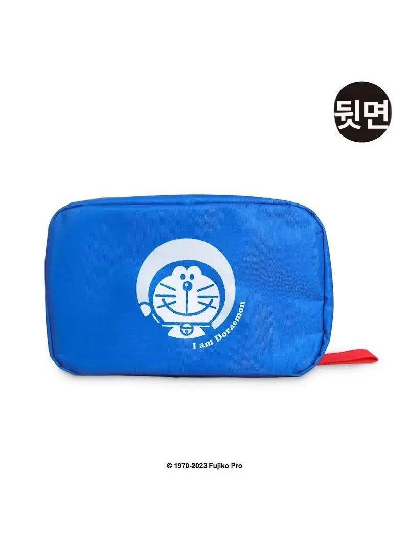 도라에몽 세면도구 화장품 파우치 방수 접이식 여행용 다기능 수납 걸이형 가방 백 메이크업 블루 - 상세 이미지 3