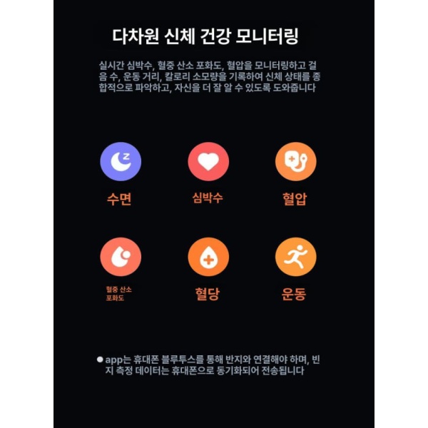 최첨단 스마트링 연속혈당측정기 건강 모니터링 무침습 혈당 혈압 심박수 혈중산소 자동 감지 반지 - 상세 이미지 4
