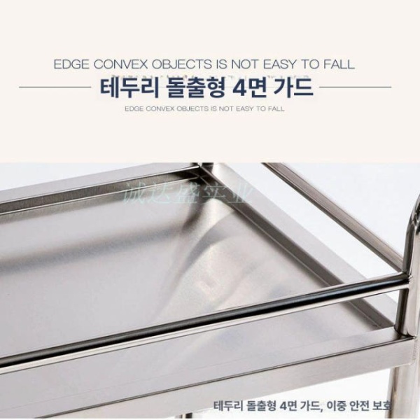 프리미엄 스테인레스 서빙 푸드 카트 이동식 음식 선반 레스토랑 웨건 - 상세 이미지 3