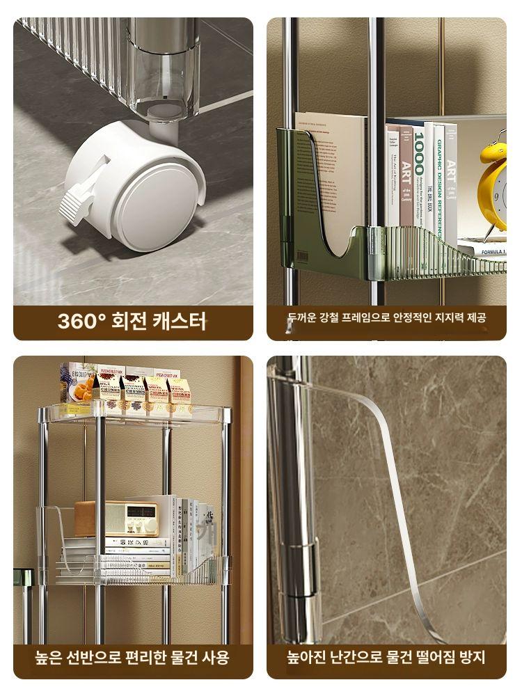 투명 책꽂이 편리한 책상 아래 책장 북카트 데스크 수납함 보관함 - 상세 이미지 4