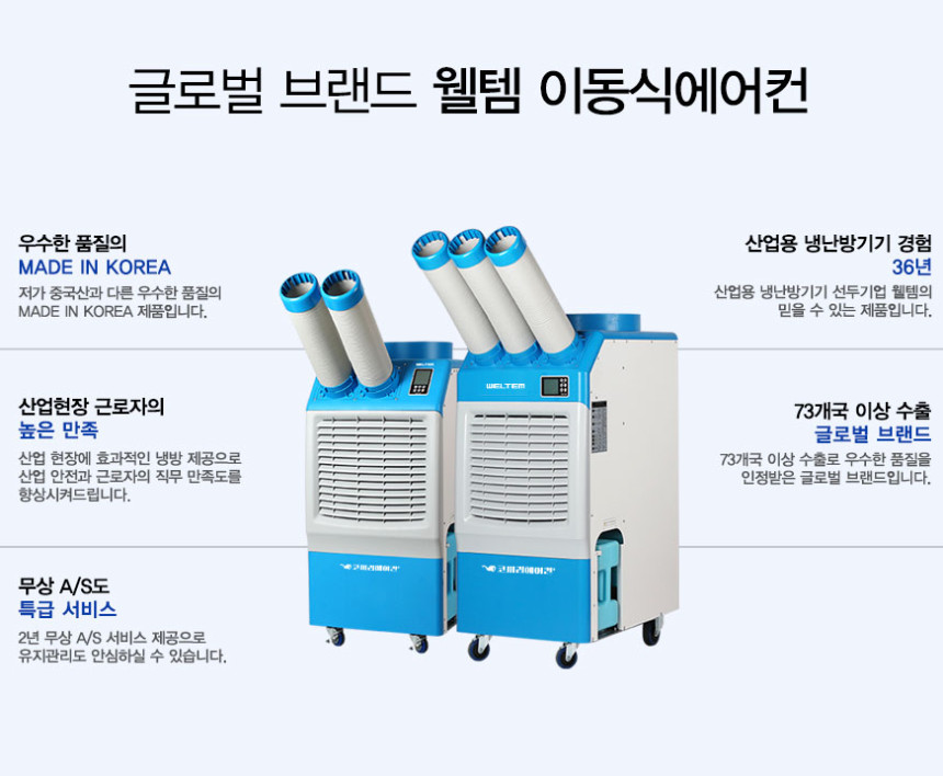 공장용에어컨 웰템 상업용 식당 실외기없는 미니 1구 국산