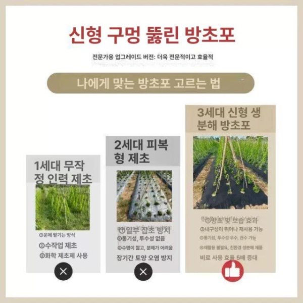 프리미엄 유공부직포 제초매트 덮개 원예 잡초 구멍 묘목 비닐 - 상세 이미지 3