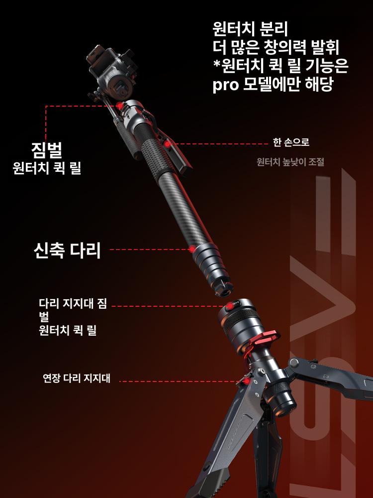 초경량 숄더리그 스마트폰 촬영 리그 V마운트 호환 액션 카본 섀도우 볼 헤드 - 상세 이미지 3