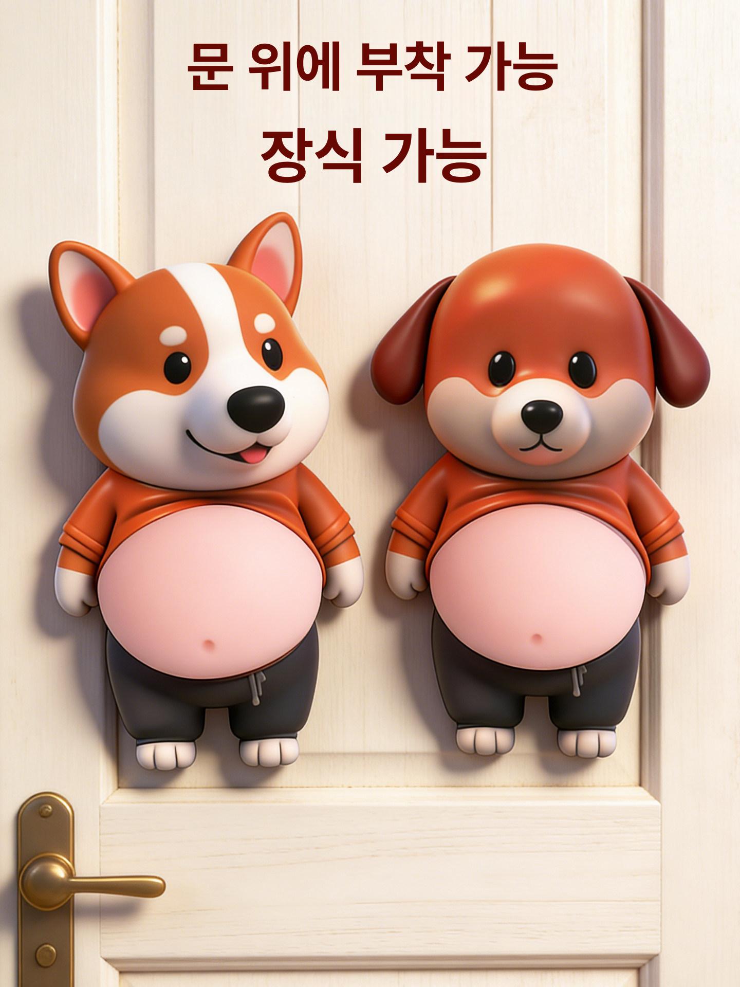 귀여운 문콕방지 배통통 시바 스티커 도어가드 입체 1번 대복부 강아지 인형 (한 쌍) - 상세 이미지 3