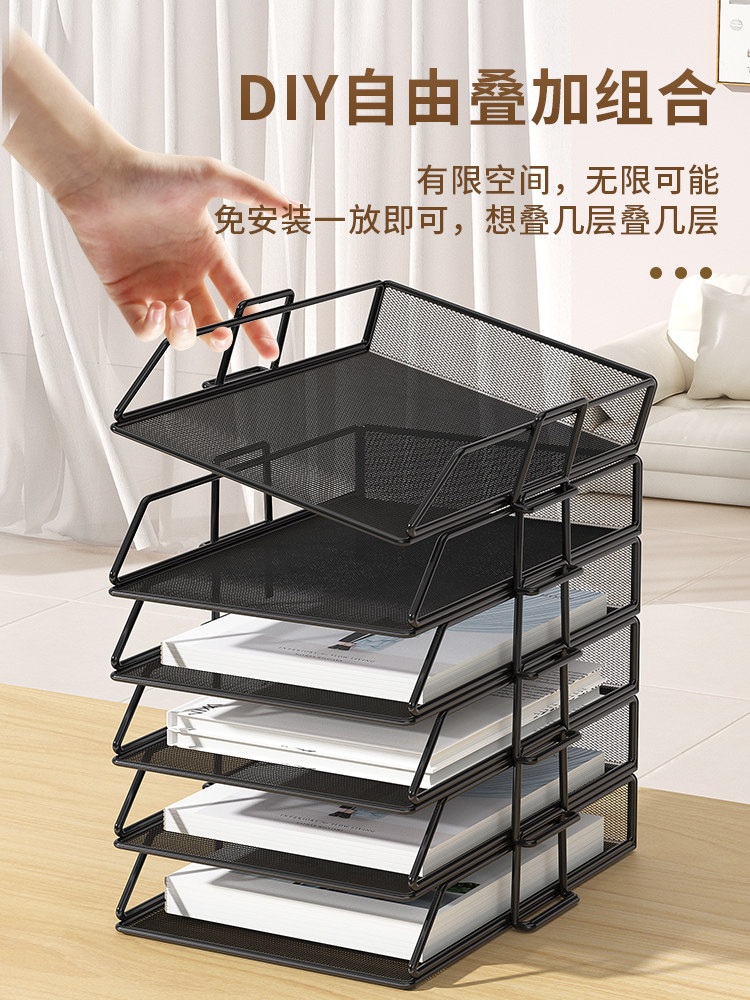서류 보관함 정리대 수납함 용지 문서 가로형 3단+선반 - 상세 이미지 3