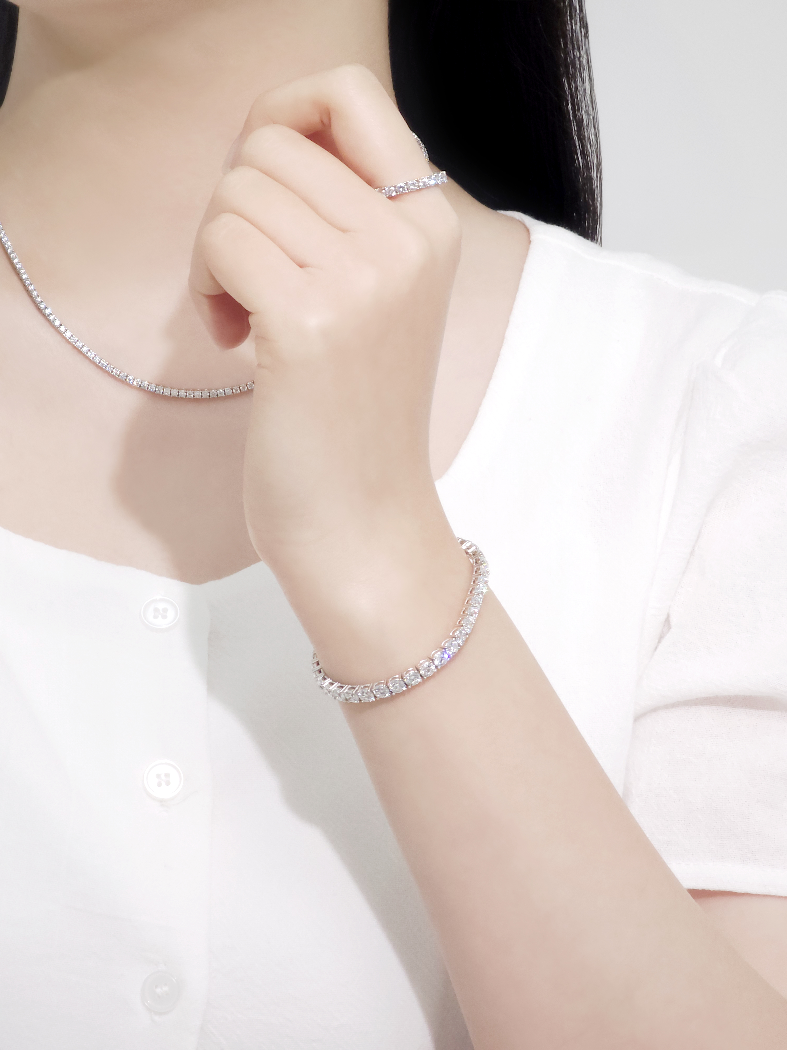 3부 랩다이아몬드 뱅글 텐션 테니스 팔찌 14K 18k 이미지 7
