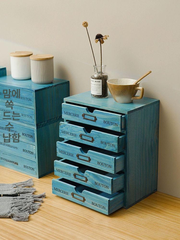 원목 정리함 오크 미니 서랍함 책상 우드 인출 싱글 다용도 나무 선반 받침대 - 상세 이미지 3