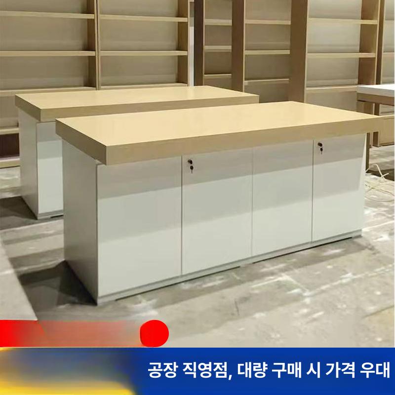 키오스크 테이블 다이 브래킷 거치대 상점 카페 브라켓 화이트 상판 그레이 캐비닛 길이 1500x너비 500x높이 900 - 상세 이미지 3