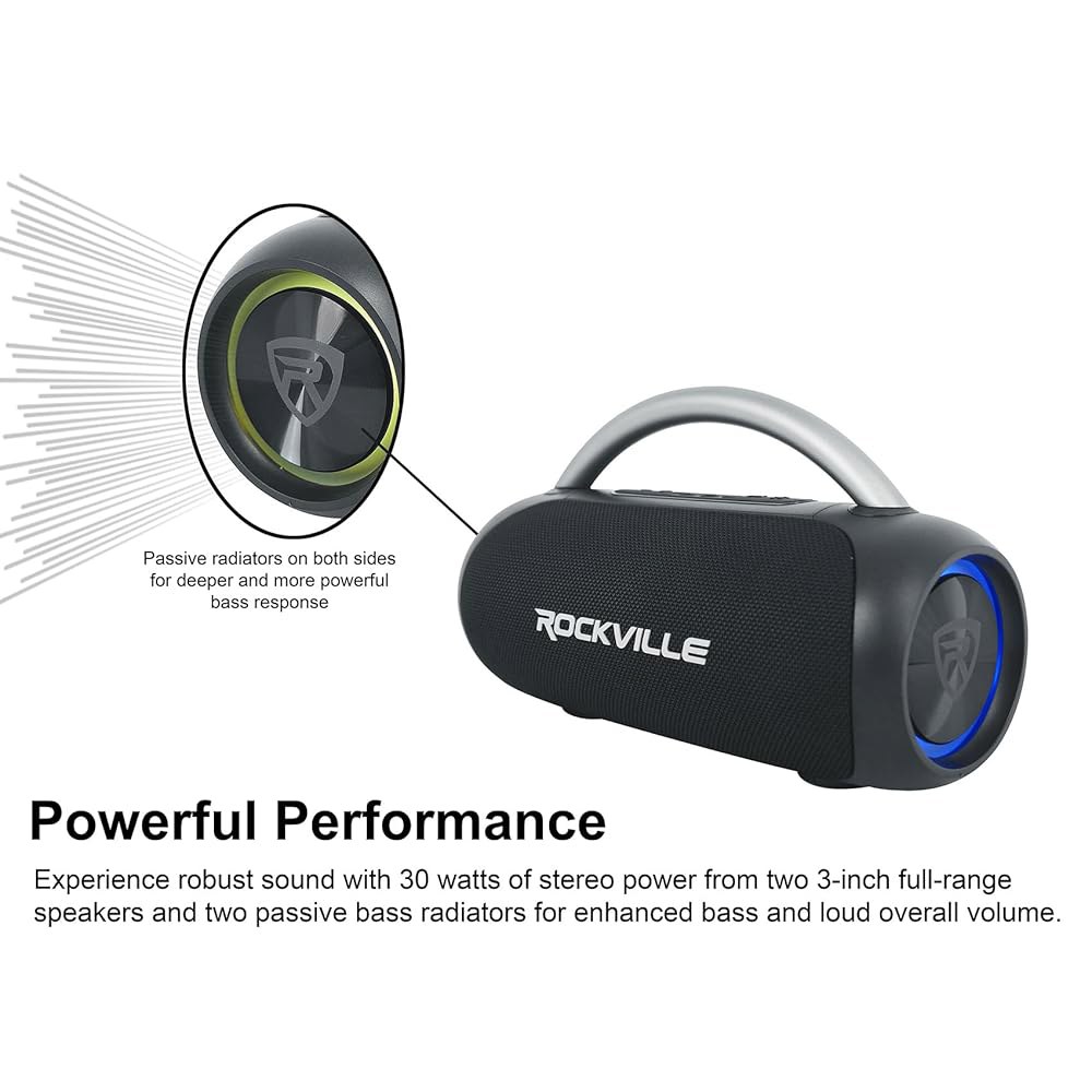 로크빌 RPB-D3 30W 휴대용 블루투스 스피커, 방수, TWS 페어링, LED 조명, 긴 배터리 수명, 파티 및 야외 모험에 적합합니다 - 상세 이미지 2
