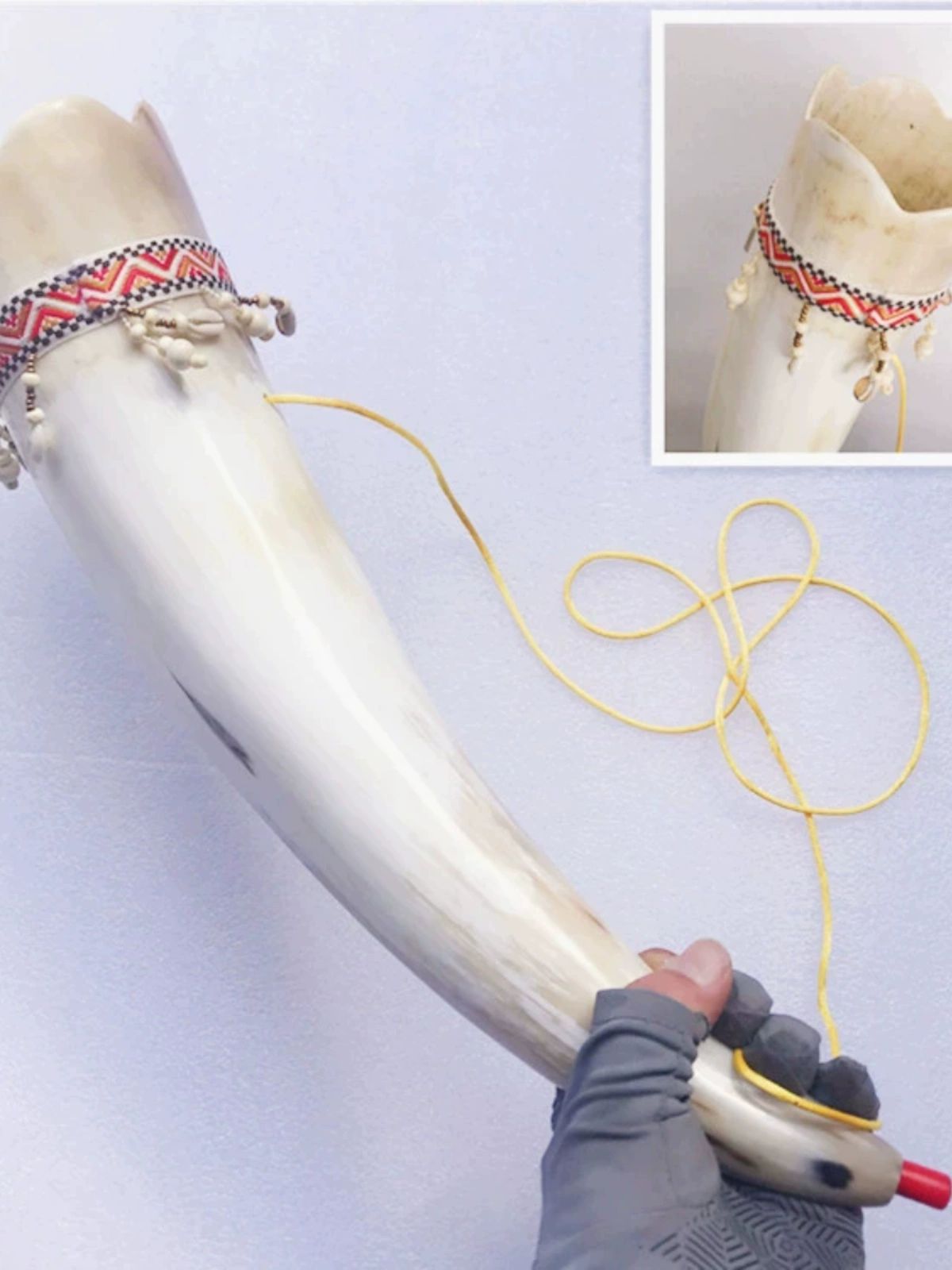 뿔피리 양각나팔 악기 쇼파르 입문 뱃고동 조개 레이스 골드 용 구리 마우스 (40cm) - 상세 이미지 2