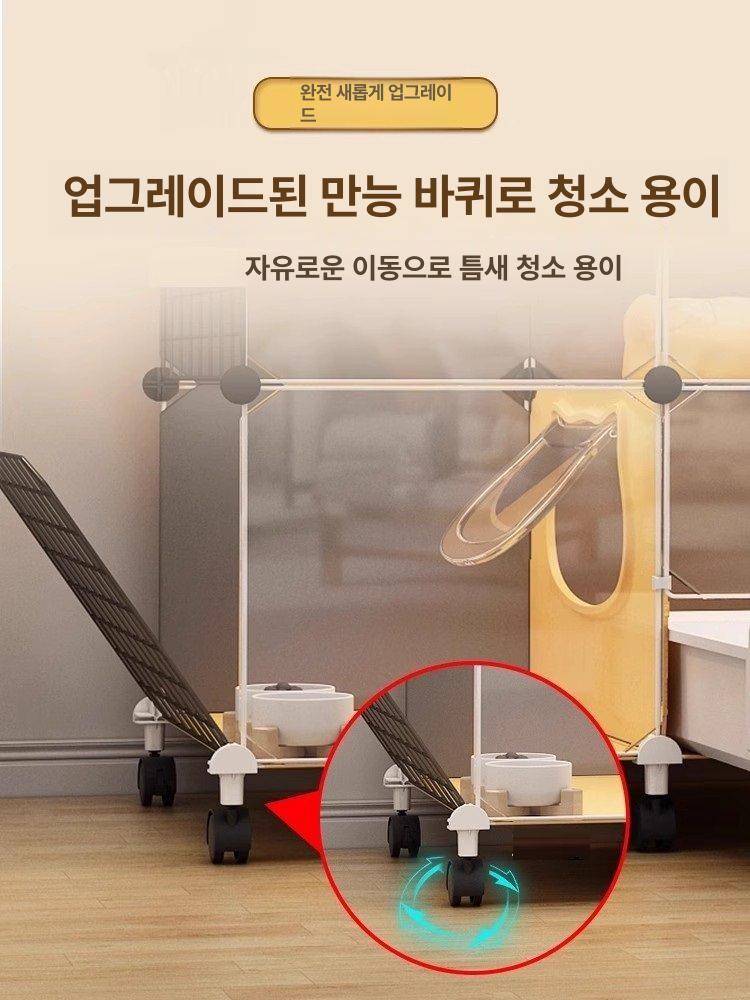 고양이 케이지 가정용 아파트 화장실 작은 실내 2단 확대형 73x47x71 기본 밀폐형 화장실+삽+사다리 - 상세 이미지 5