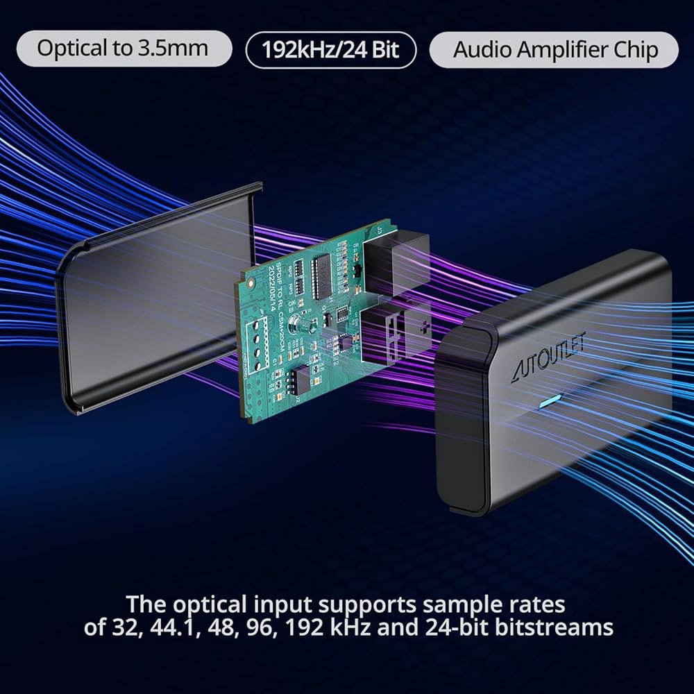 자동 출력 192kHz DAC 오디오 변환기, 광-3.5mm HDTV, 블루레이 플레이어 및 게임 콘솔용 광 케이블-보조 어댑터 - 상세 이미지 3