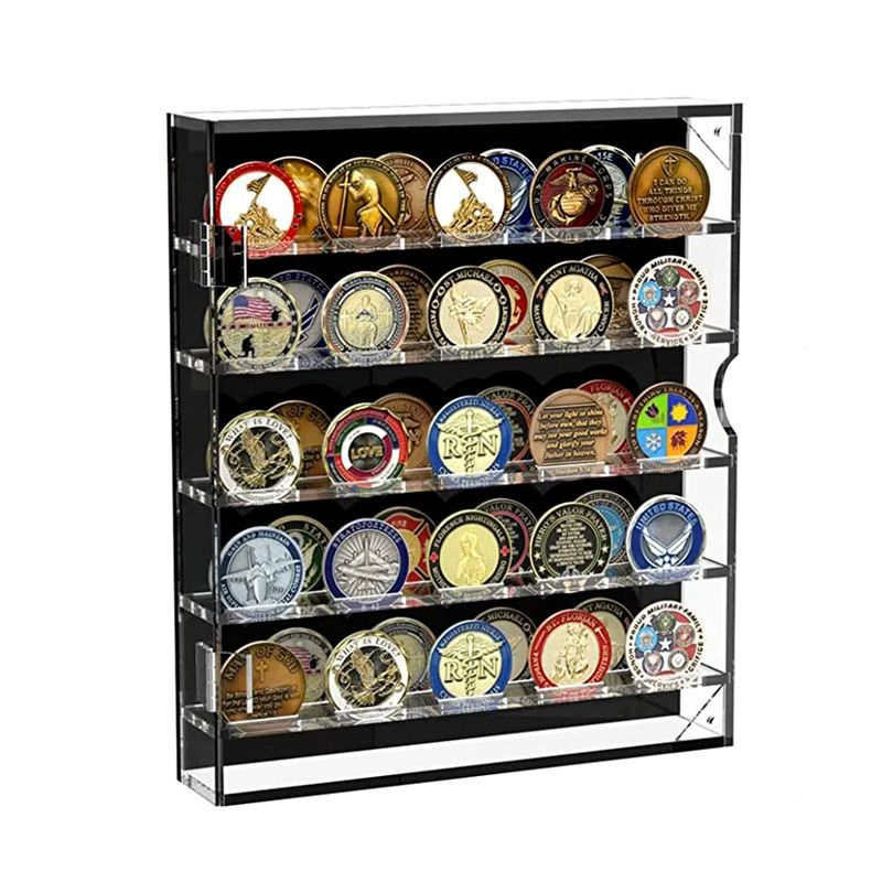 주화 수납함 메달 보관함 동전 기념 코인거치대 진열대 블랙 베이스 260x300x50mm - 상품 이미지
