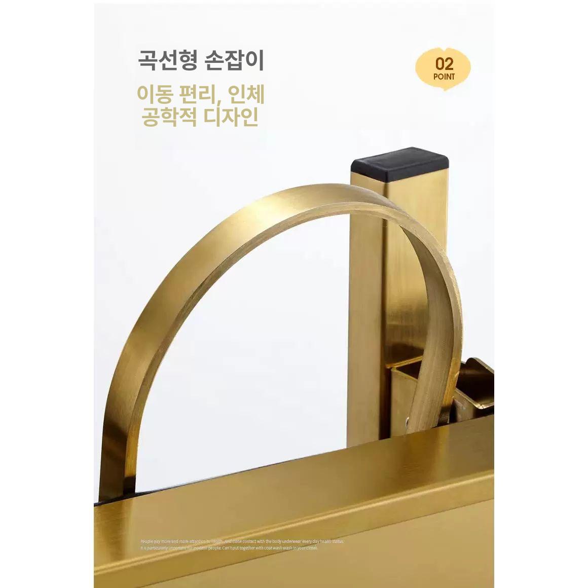 미용실 트롤리 스테인리스 더블 트레이 접이식 웨건 카트 미용기구 수레 - 상세 이미지 4