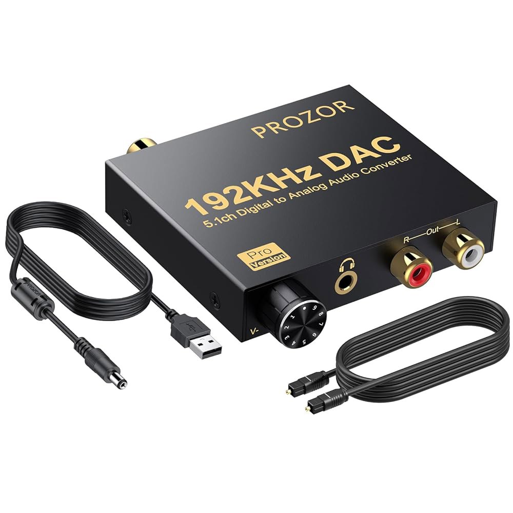 PROZOR 192kHz 디지털-아날로그 오디오 변환기 - Dolby AC-3 DTS 5.1CH 디지털 오디오를 스테레오 아날로그 출력으로 변환, 광학에서 L/R DAC 디코더로, - 상품 이미지