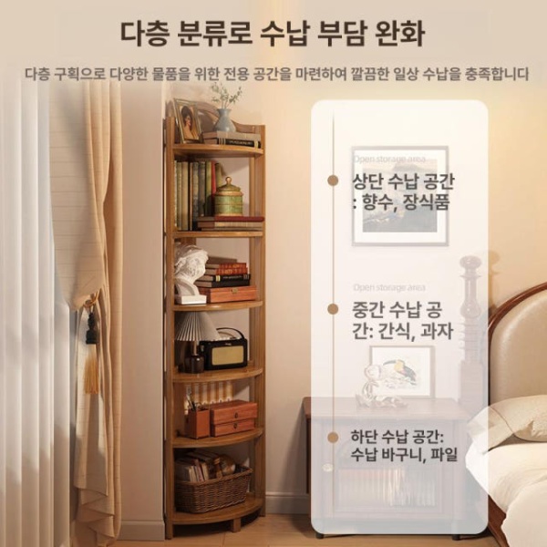 실용적인 코너 행거 수납선반 다용도 벽선반 주방 책장 좁은공간 삼각 선반장 - 상세 이미지 3