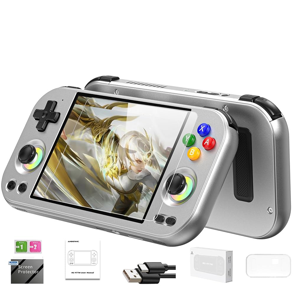 RG477M 레트로 핸드헬드 게임 콘솔, 알루미늄 합금 CNC Dimensity 8300 Android14 시스템 4.7인치 터치 콘솔 WiFi / 블루투스 홀 조이스틱 RGB - 상품 이미지