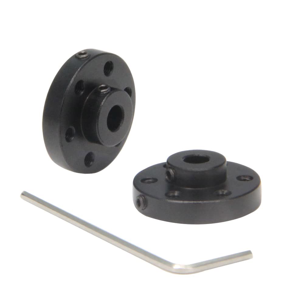 베페니베이 2PCS 블랙 리지드 플랜지 샤프트 커플링, M3 스레드가 있는 5mm 쌍용 유니버설 알루미늄 마운팅 허브 5mm-Black - 상품 이미지