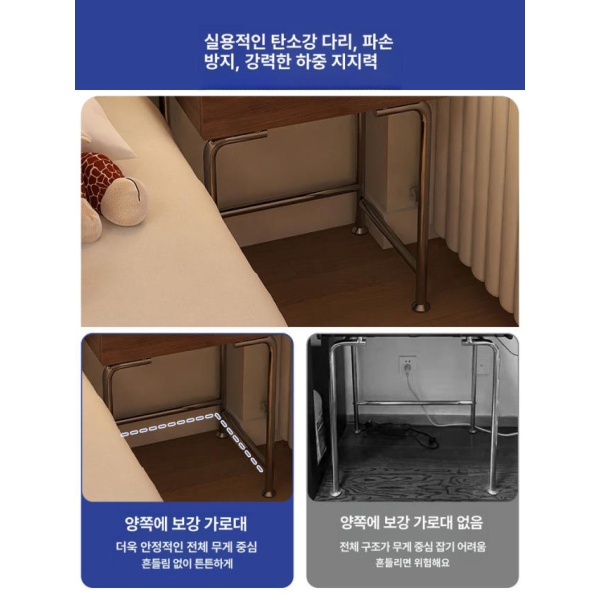 프리미엄 빈티지 원목 미니 화장대 침실용 침대 협탁 일체형 코너 틈새화장대 - 상세 이미지 5