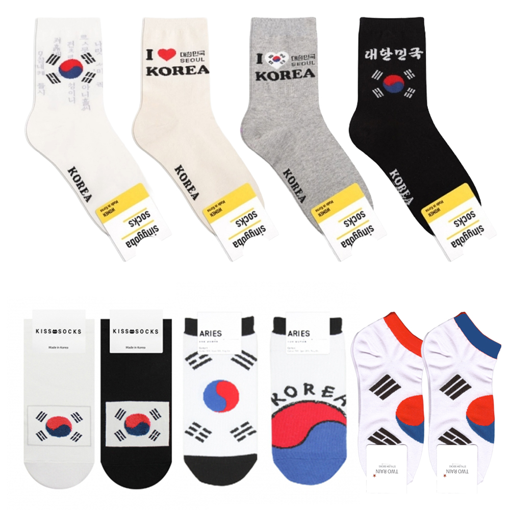 이드로 (5켤레) 대한민국 태극기 양말 스니커즈 발목 중목 한국 사랑 캐릭터 SOCKS - 상품 이미지