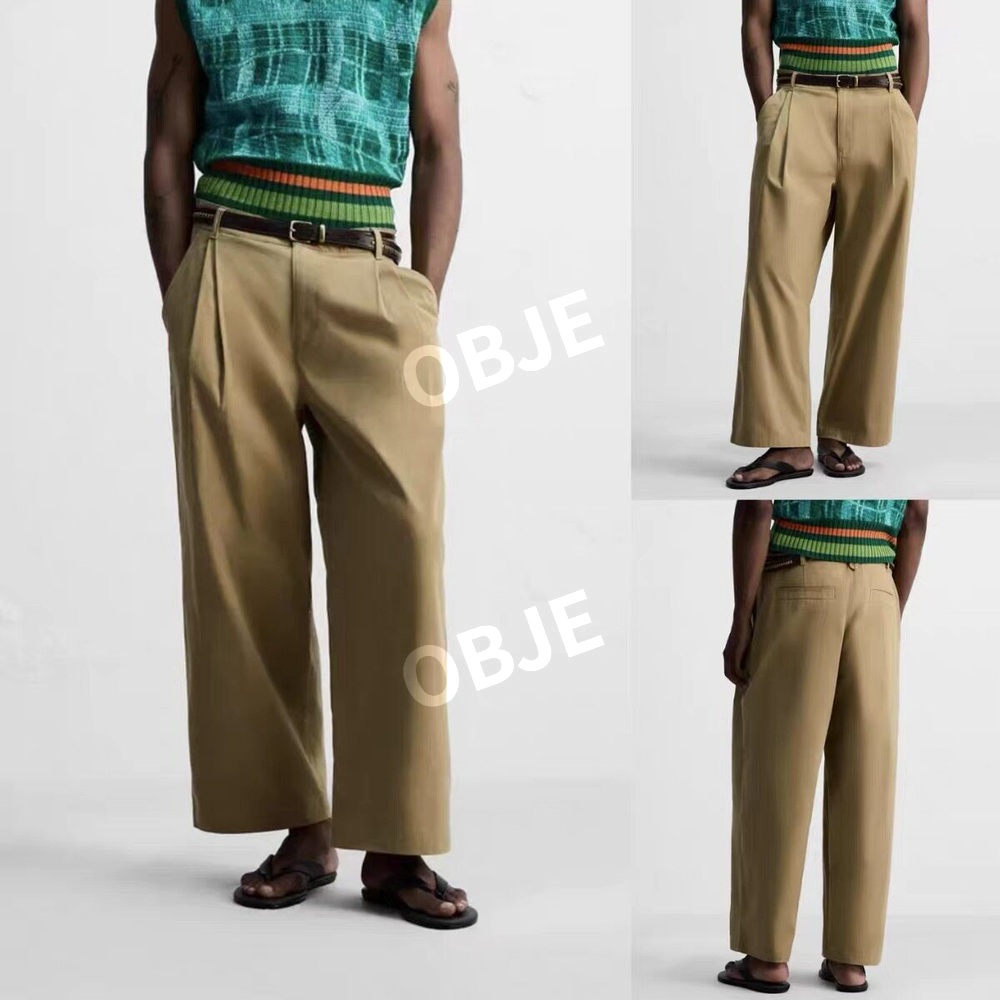 ZARA 남성 와이드 팬츠 자라 면 플리츠 봄 가을 캐주얼 바지 - 상세 이미지 2
