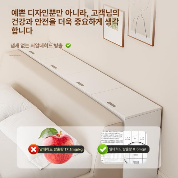 프리미엄 원목 침대 틈새 수납장 침대옆 벽면 슬림 수납 선반 옆장 틈새장 수납침대 - 상세 이미지 4