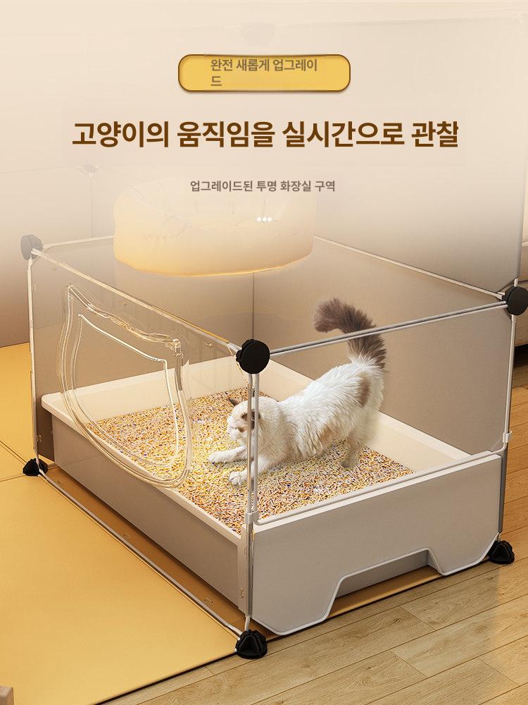 고양이 케이지 가정용 아파트 화장실 작은 실내 2단 확대형 73x47x71 기본 밀폐형 화장실+삽+사다리 - 상세 이미지 3