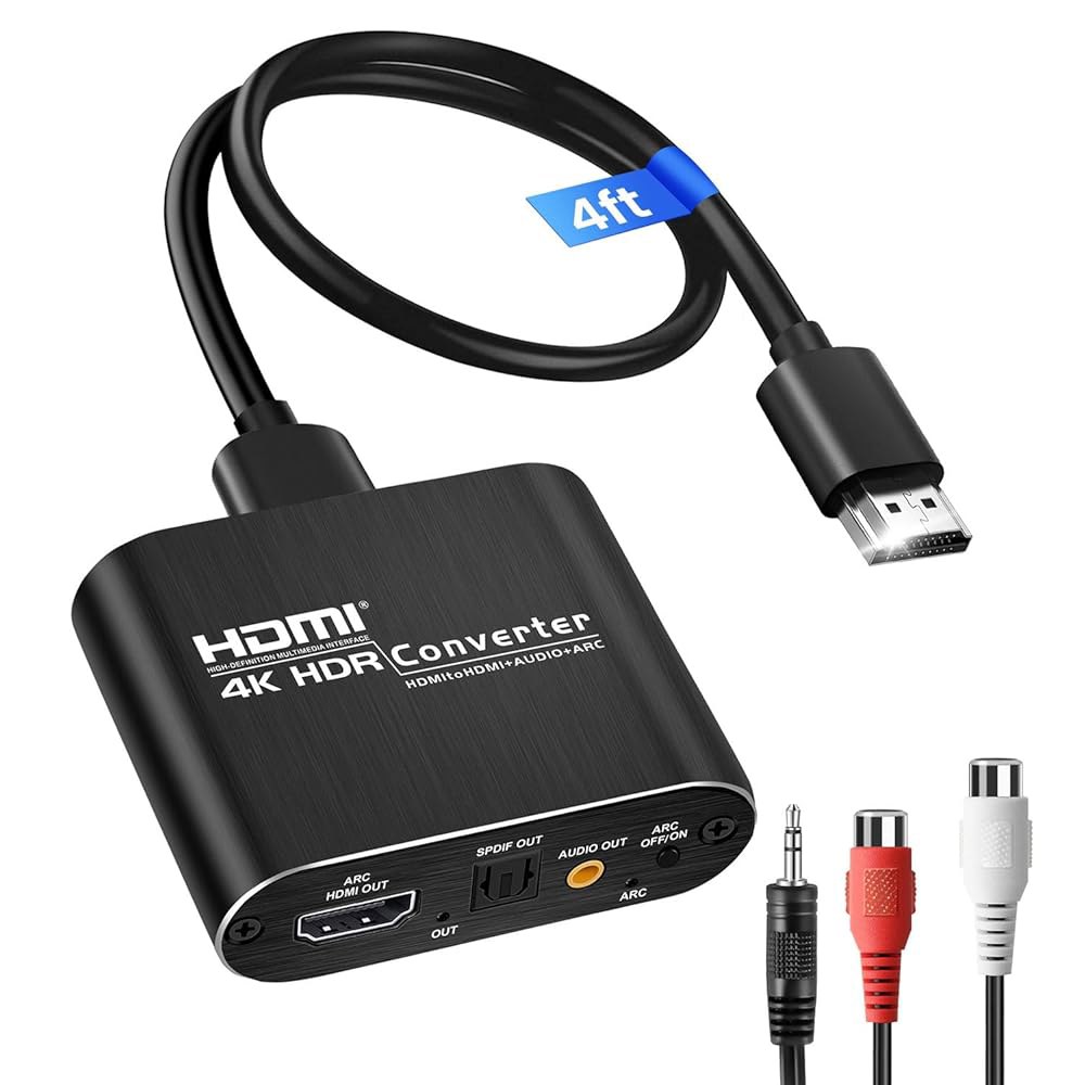 avedio 링크 HDMI ARC 오디오 추출기 변환기 4K@60Hz, HDMI와 광 Toslink SPDIF + 3.5mm AUX 잭 스테레오 어댑터 스플리터 삽입기 지원 HDC - 상품 이미지