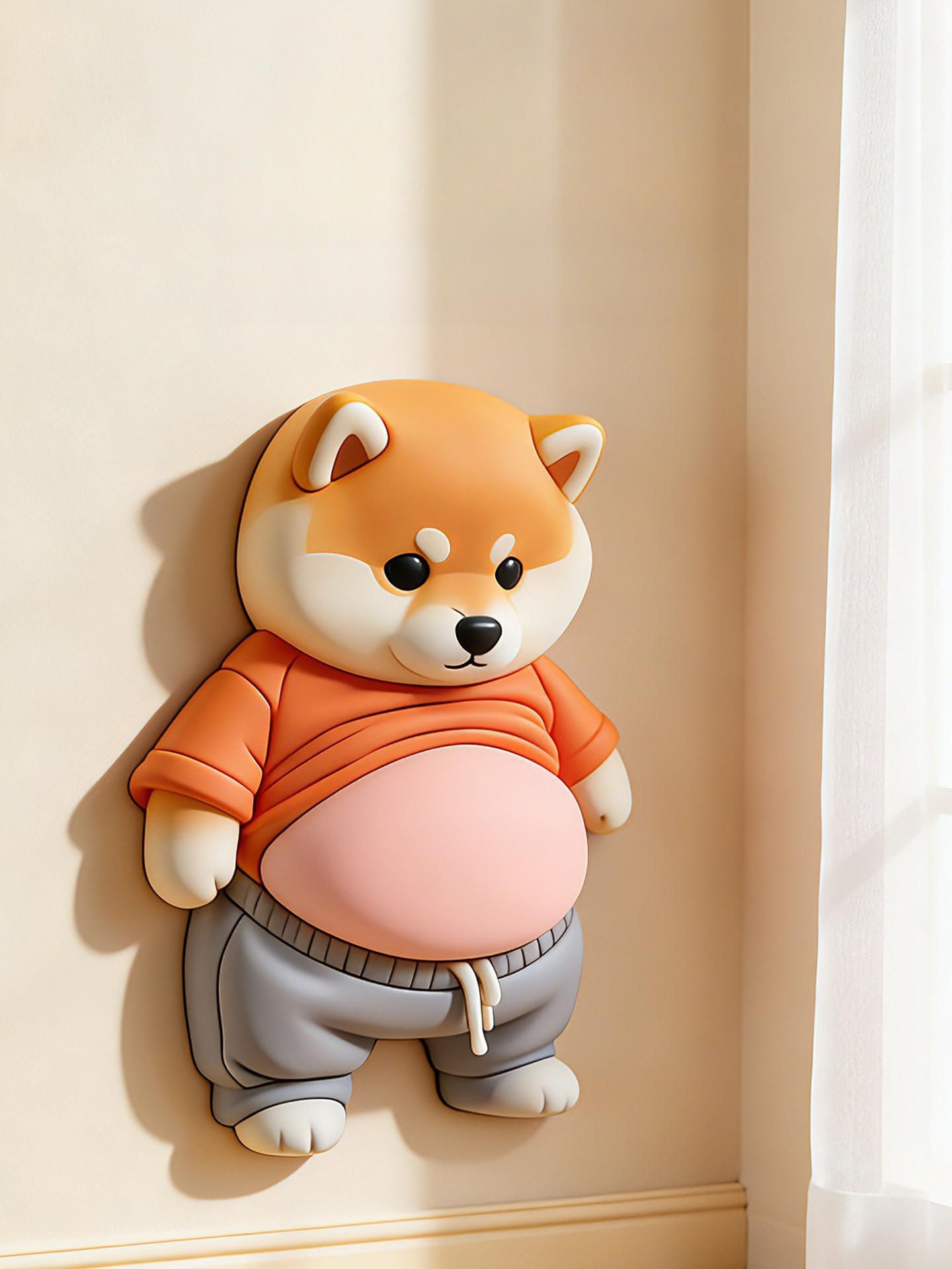 귀여운 문콕방지 배통통 시바 스티커 도어가드 입체 1번 대복부 강아지 인형 (한 쌍) - 상품 이미지
