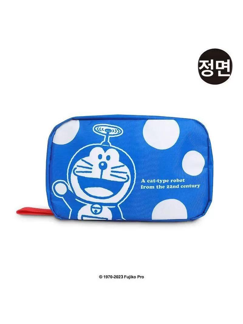 도라에몽 세면도구 화장품 파우치 방수 접이식 여행용 다기능 수납 걸이형 가방 백 메이크업 블루 - 상세 이미지 2