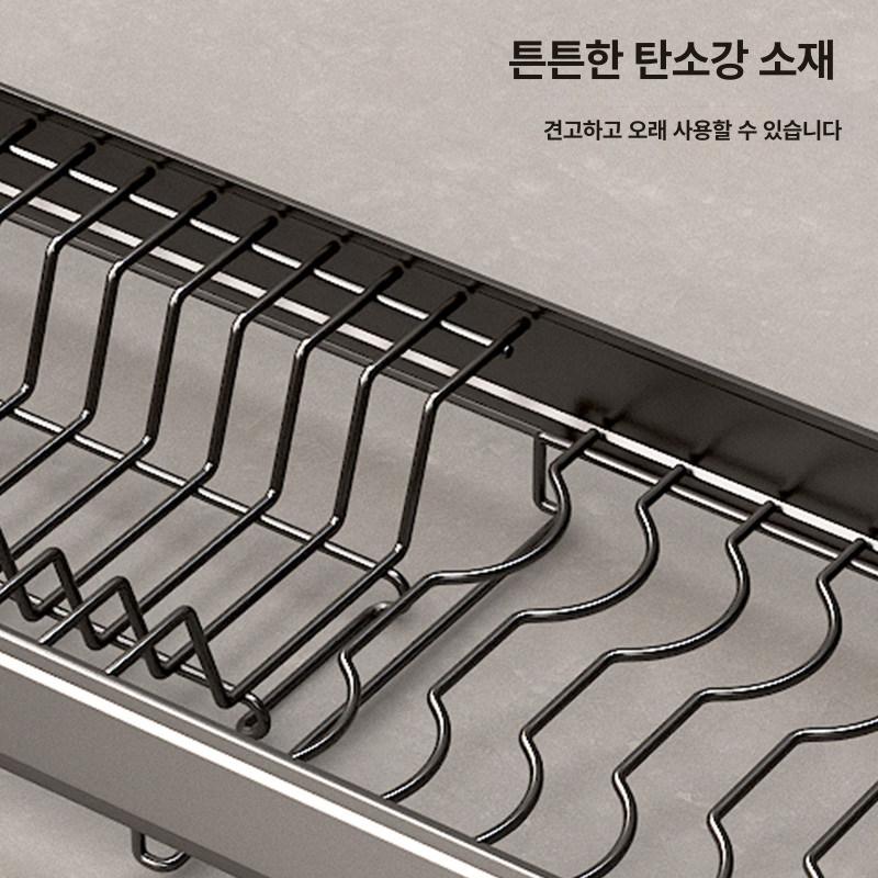 창틀식기건조대 주방선반 싱크대정리 거치대 컵 1단 접시 행잉 캐비닛 88cm 설치 66.5-105cm - 상세 이미지 2