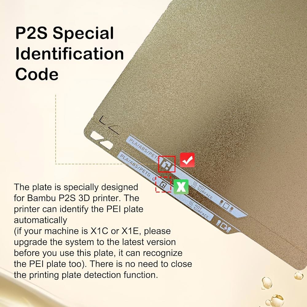 P2S PEI 빌드 플레이트 양면 텍스처 시트와 식별 코드가 포함된 / A1C P1P P1S X1E 3D 프린터용 257x257mm 코팅 플랫폼 Bambulabs용 - 상세 이미지 3