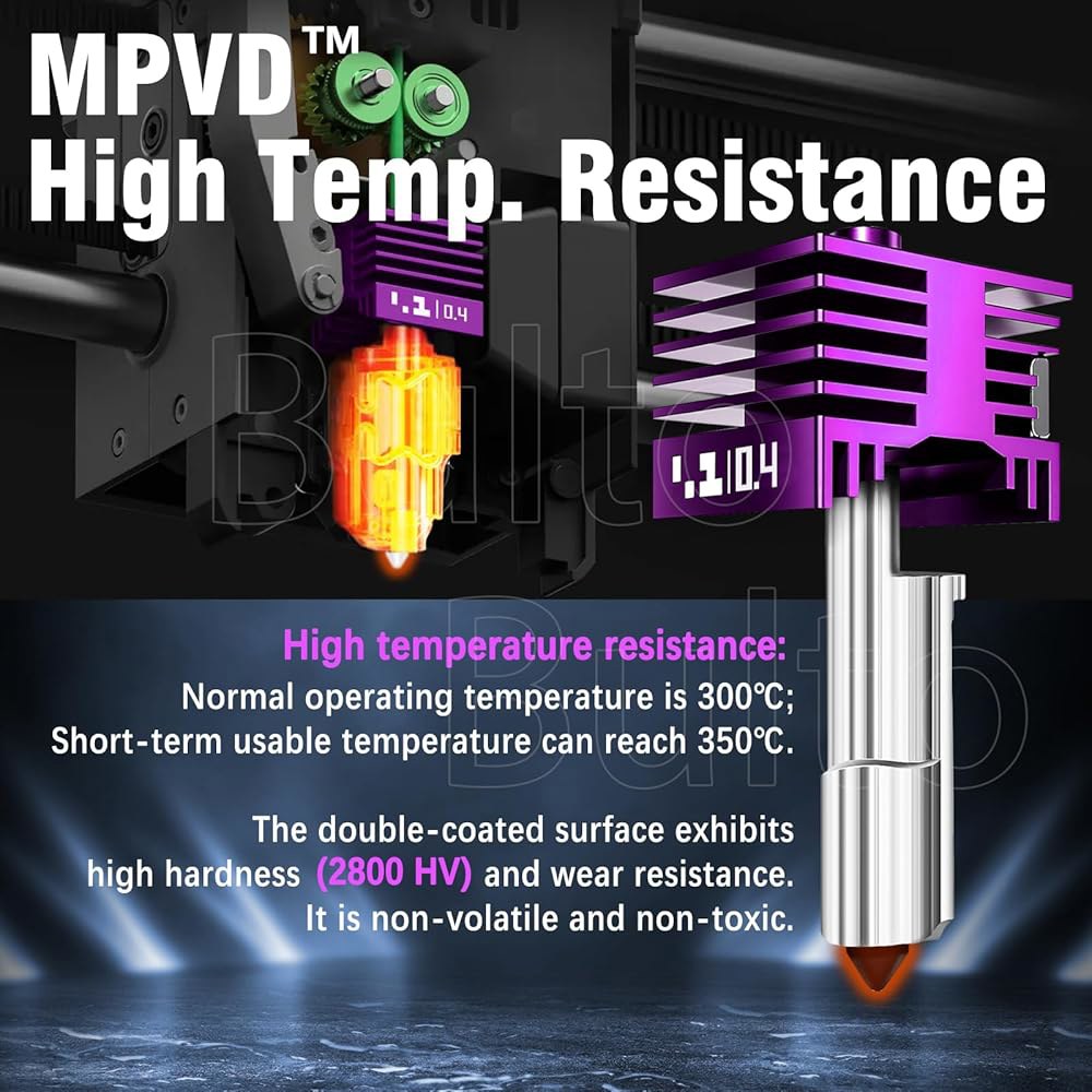 안티스틱 MPVD 코팅으로 0.4mm H2D / H2S H2C P2S 핫엔드 업그레이드 - 대나무 실험실 P2S, H2 시리즈, A1 A1MINI 3D 프린터용 고속 경화 강철 - 상세 이미지 3